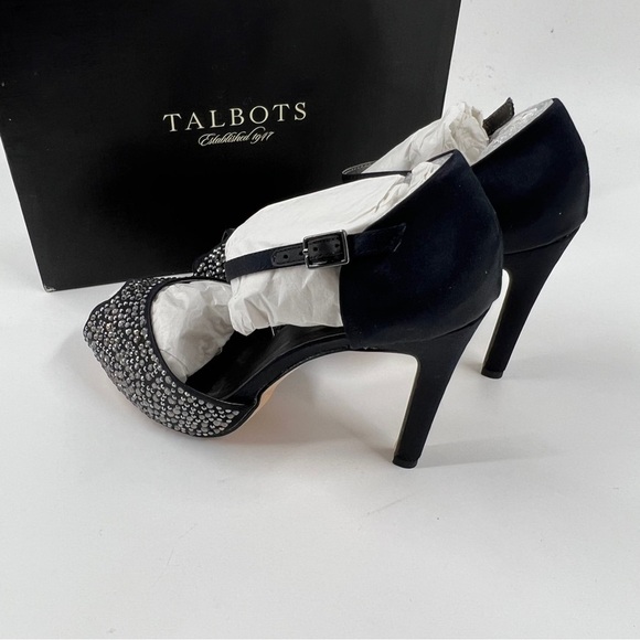 ✅ NWB TALBOTS BLACK BEADED ANKLE STRAPPED HEELS SIZE 9.5 - Picture 7 of 12